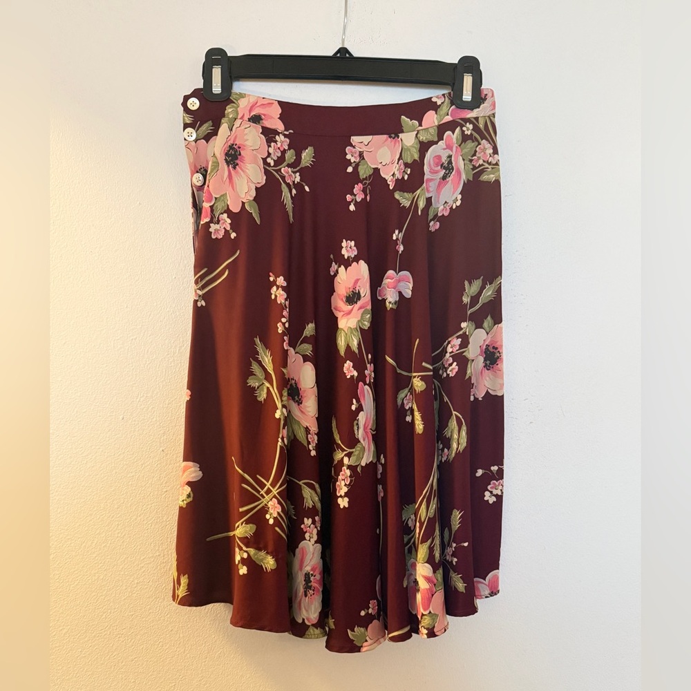 Vintage Ralph Lauren Burgundy Floral Skirt